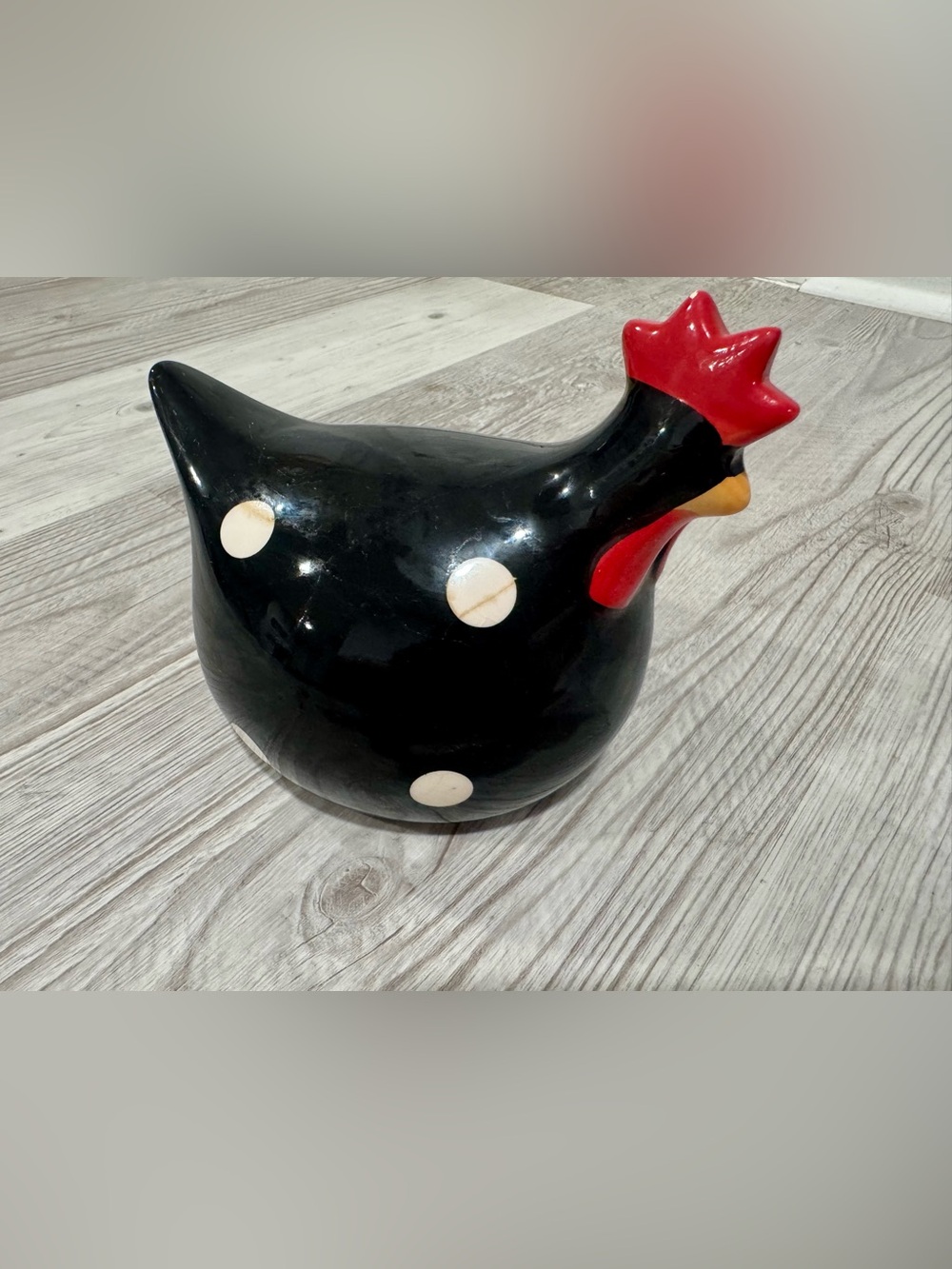 La Dolce Vita Hen House Black Polka Dot Ceramic Chicken Decor Farmhouse Figurine